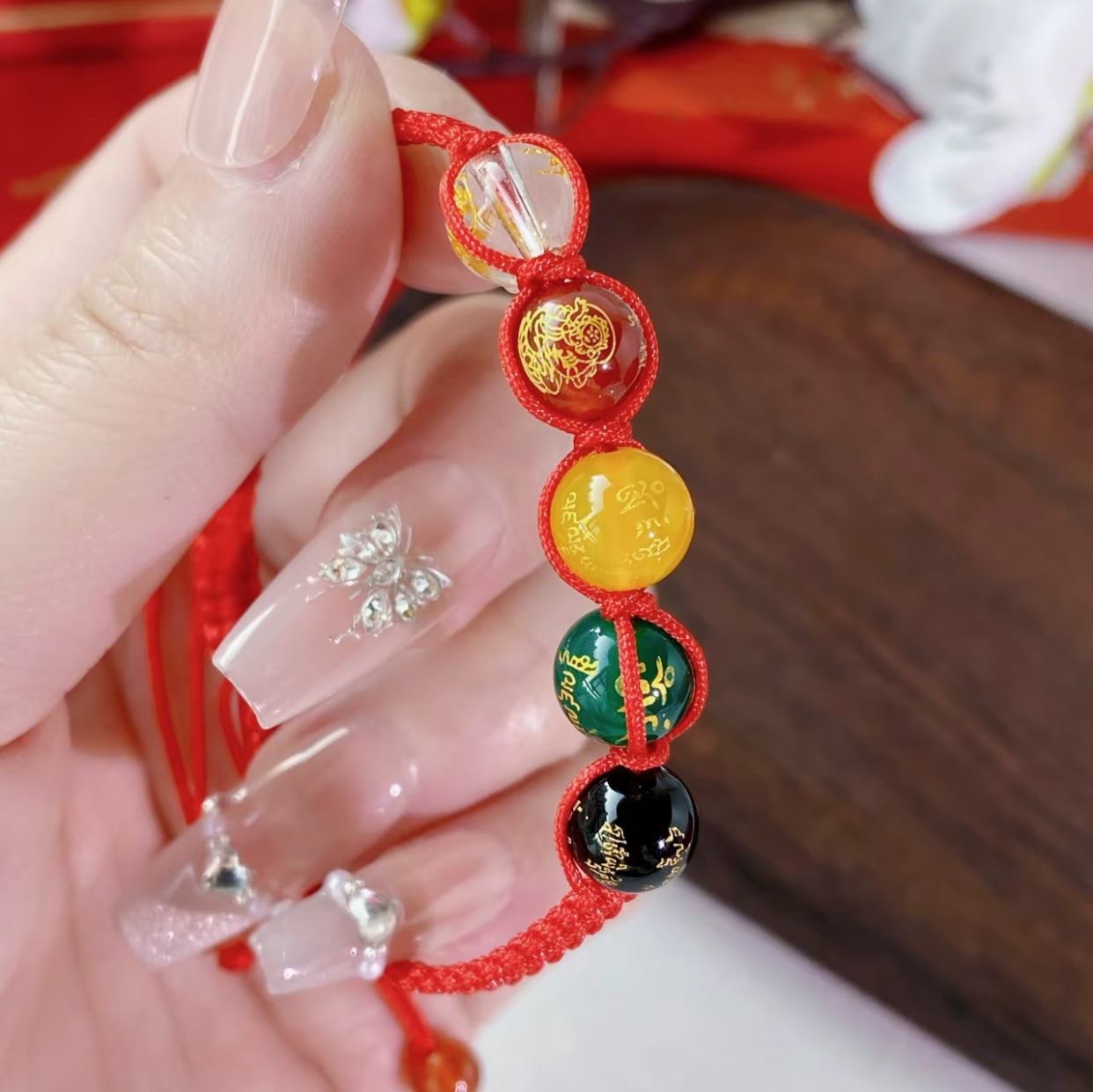 G RoseLady Five-way God of Wealth Red String Woven Bracelet (2 gift boxes included)