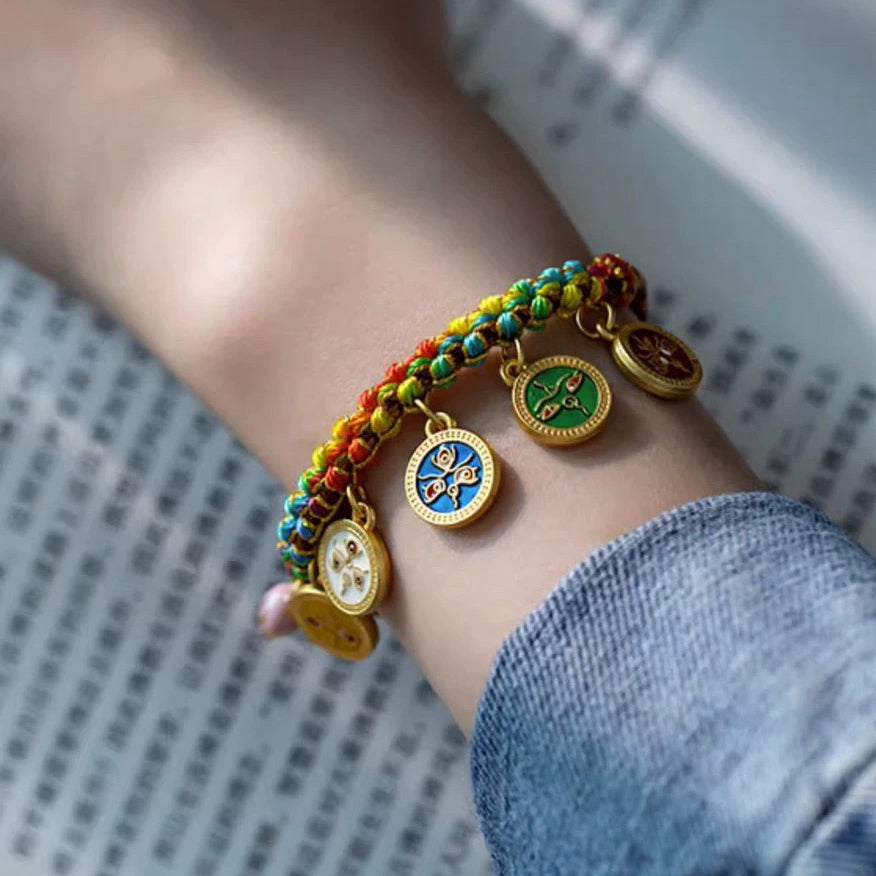 G RoseLady Five-way God of Wealth Tibetan Woven Bracelet (2 gift boxes included)