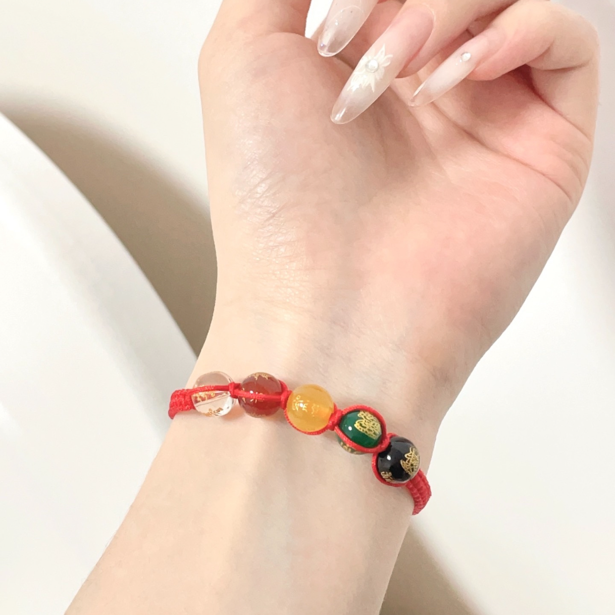 G RoseLady Five-way God of Wealth Red String Woven Bracelet (2 gift boxes included)