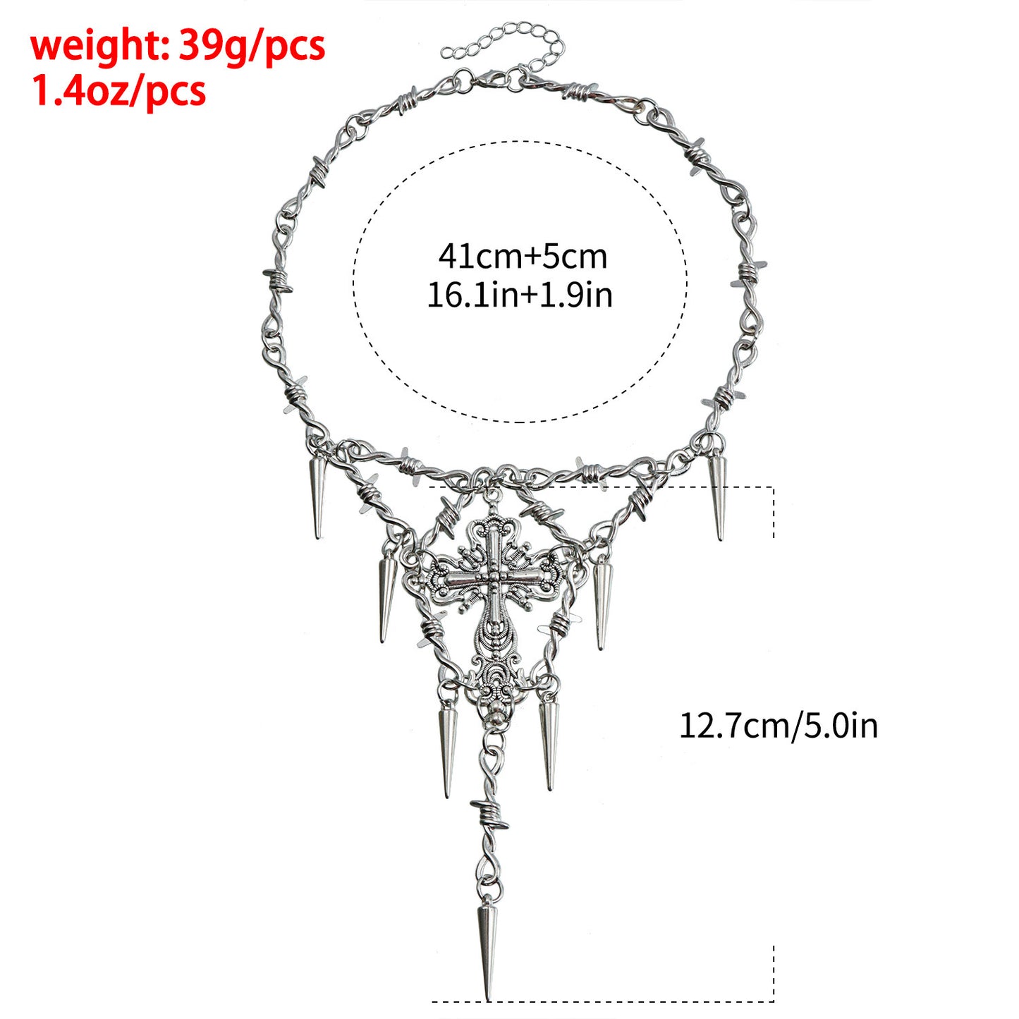 G RoseLady Personalized Thorn Cross Pendant Clavicle Chain (gift box included)