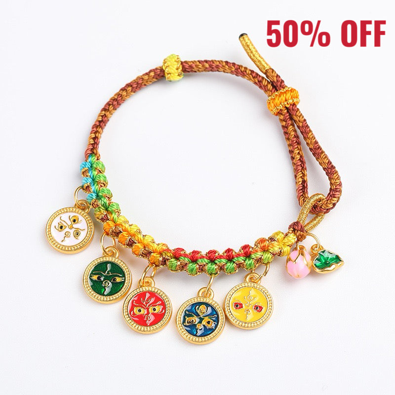 G RoseLady Five-way God of Wealth Tibetan Woven Bracelet (2 gift boxes included)