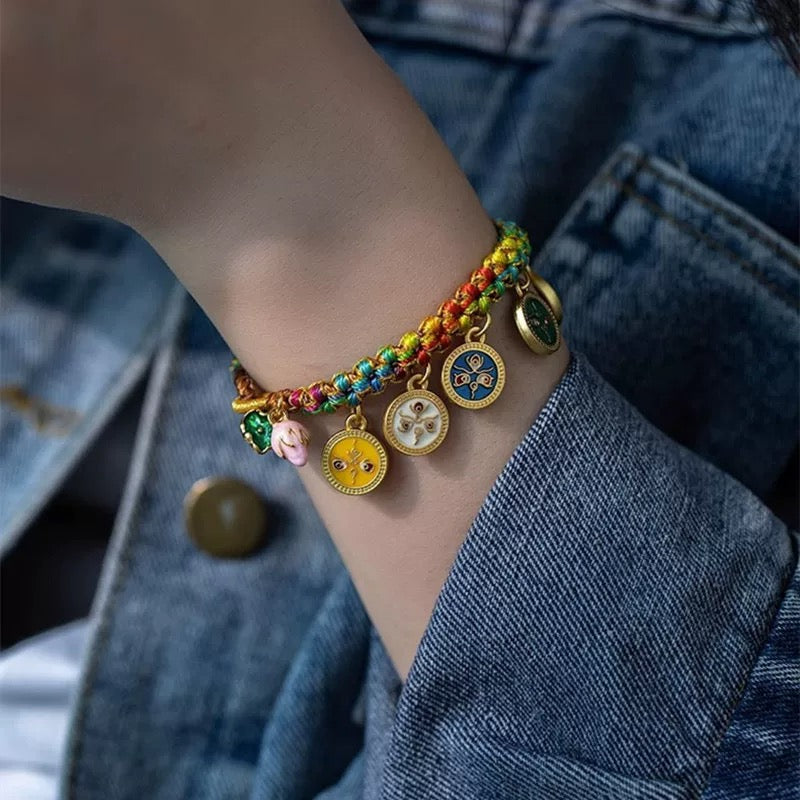 G RoseLady Five-way God of Wealth Tibetan Woven Bracelet (2 gift boxes included)
