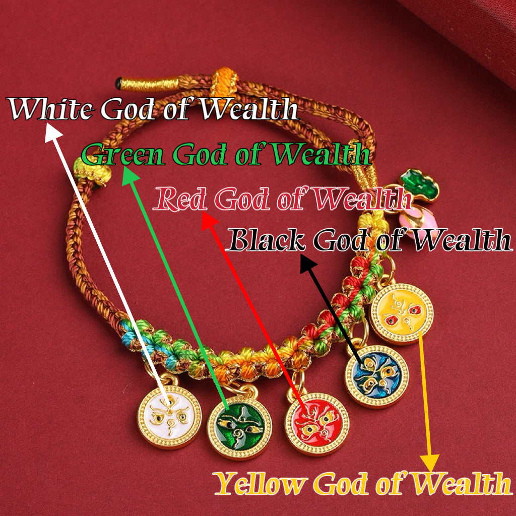 G RoseLady Five-way God of Wealth Tibetan Woven Bracelet (2 gift boxes included)
