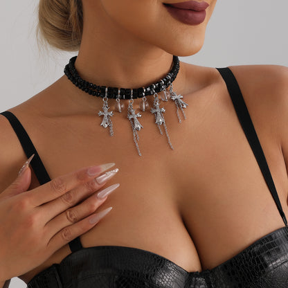 G RoseLady Crystal Cross Sweet Cool Spicy Girl Necklace (gift box included)