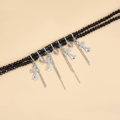 G RoseLady Crystal Cross Sweet Cool Spicy Girl Necklace (gift box included)