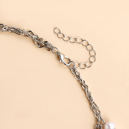 G RoseLady Faux Pearl Tassel Cross Luxe Style Necklace (gift box included)